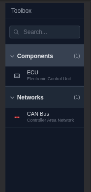 Toolbox showing Components and Networks